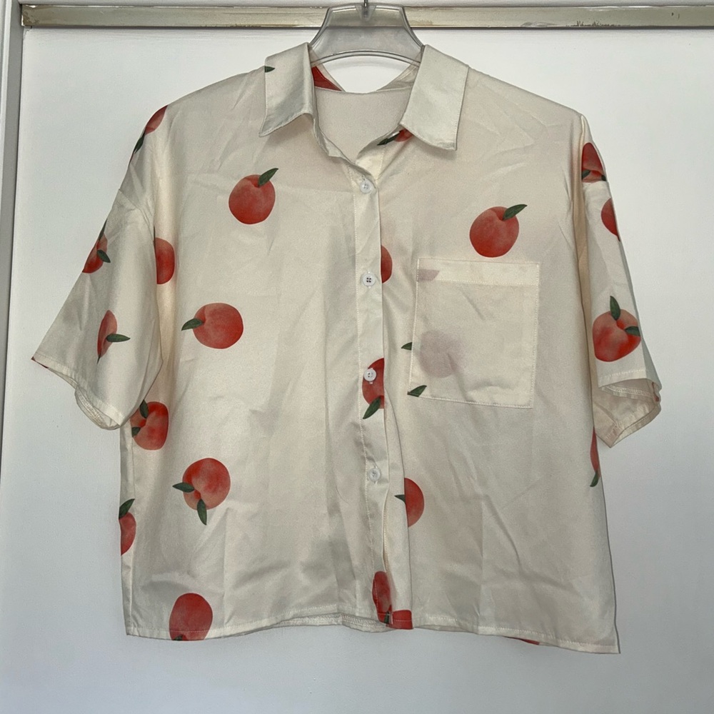 Casual Button Down Shirt with Retro Print